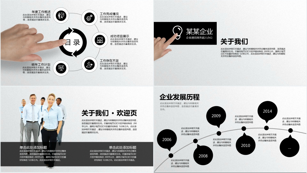 黑色简约大气总结汇报PPT模板