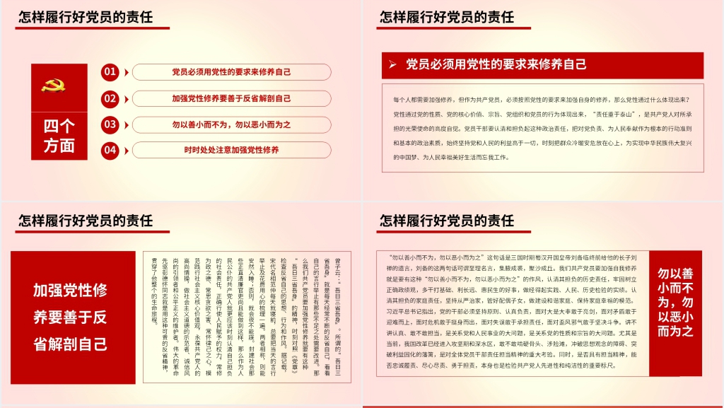 红色党员责任担当争做合格党员PPT模板
