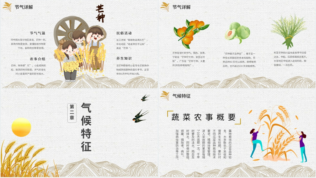 简洁介绍二十四节气芒种PPT模板 简洁介绍二十四节气芒种PPT模板