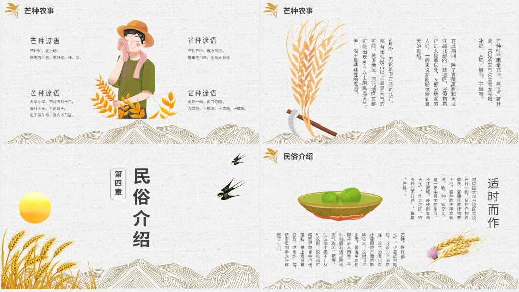 简洁介绍二十四节气芒种PPT模板 简洁介绍二十四节气芒种PPT模板