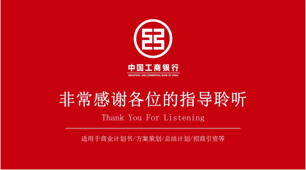 中国工商银行年终总结PPT模板