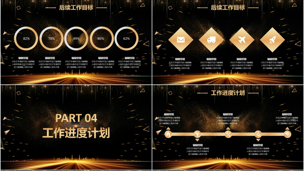 高端黑金商务工作总结新年计划PPT模版 高端黑金商务工作总结新年计划PPT模版