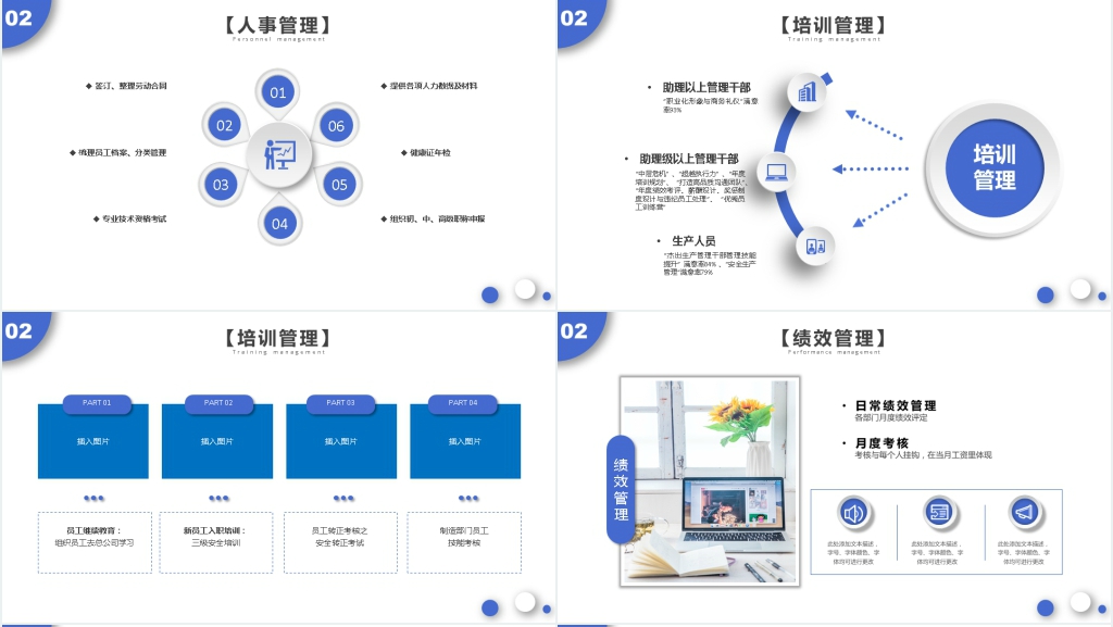 简约蓝色人力资源工作总结PPT模版