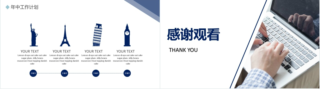 深蓝简约商务年终总结PPT模板
