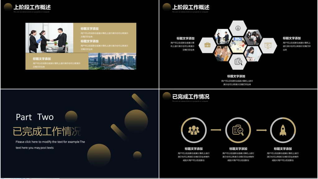 黑色系商务项目汇报PPT模板