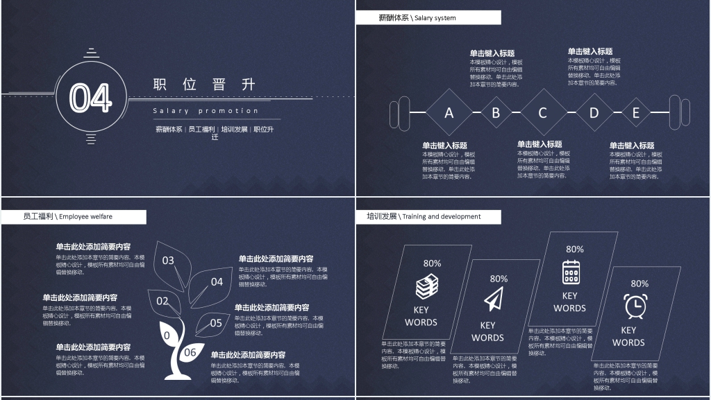 简约线条年终总结PPT模板