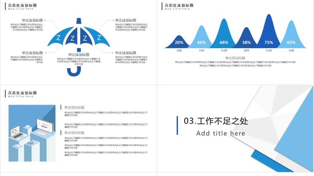 蓝色商务工作总结汇报述职报告PPT模板