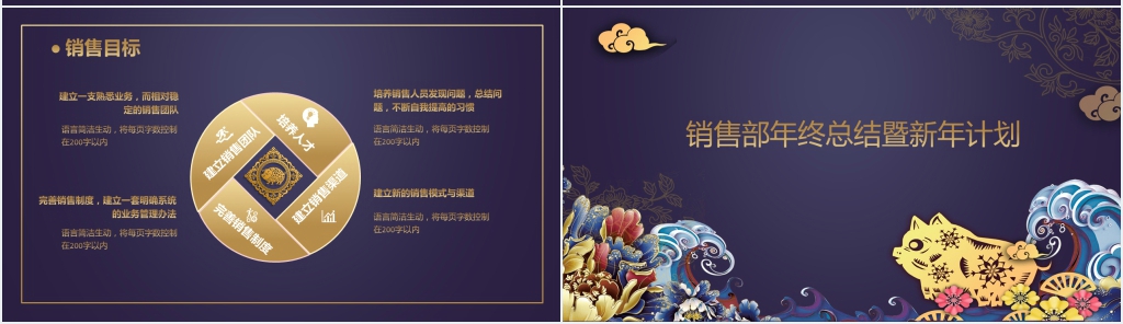 蓝色剪纸风销售部年终总结PPT