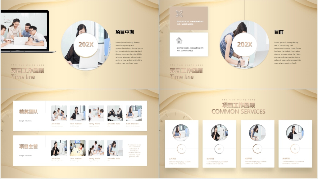 金色高端项目总结汇报PPT模版