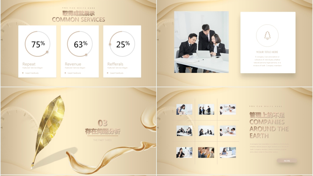 金色高端项目总结汇报PPT模版