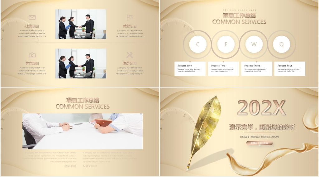 金色高端项目总结汇报PPT模版