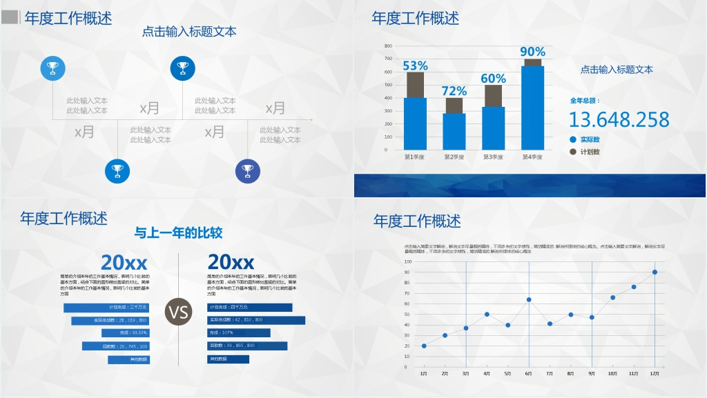 蓝色简约会议工作汇报总结PPT模板