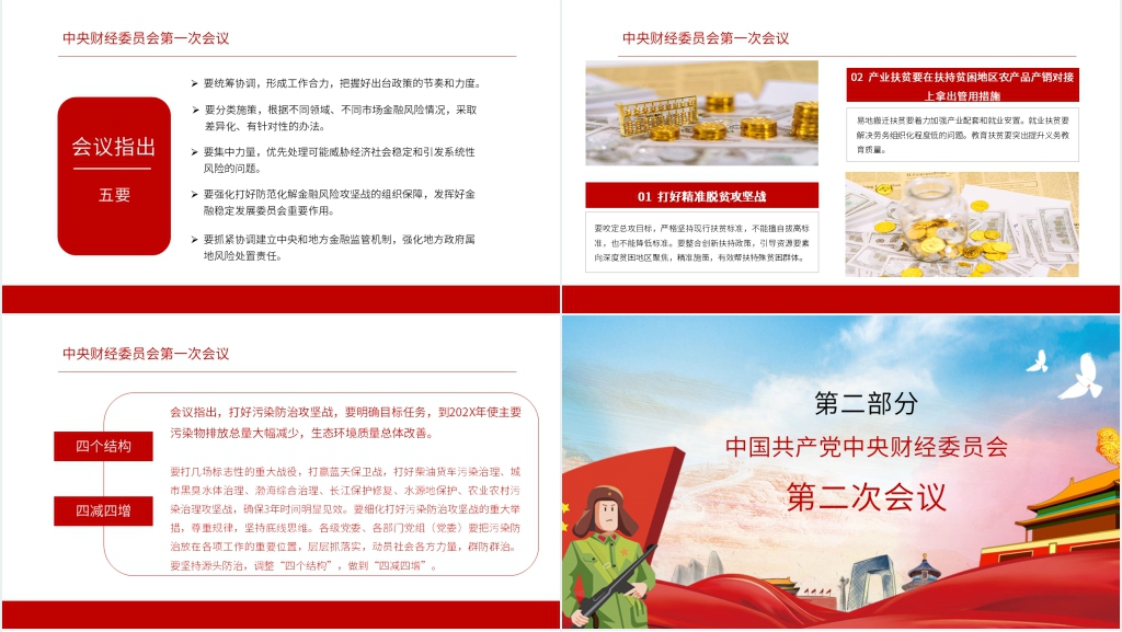 红色解读中央财经委员会PPT模板