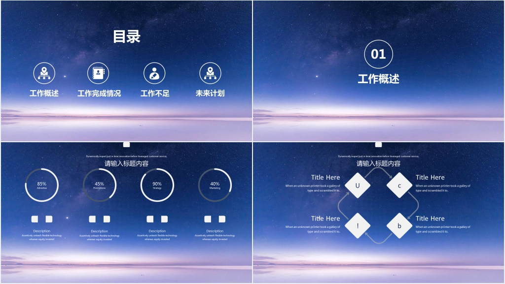 星空风工作汇报PPT模板