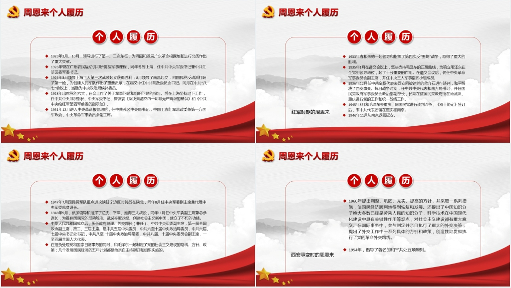 纪念缅怀周恩来逝世43周年纪念PPT模板