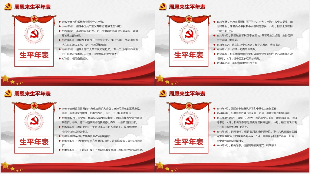 纪念缅怀周恩来逝世43周年纪念PPT模板