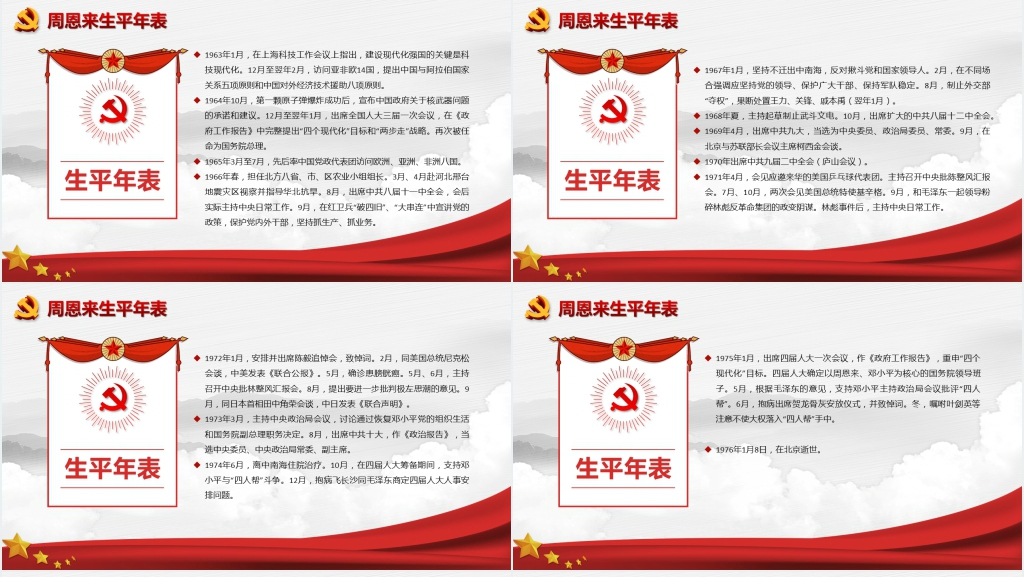 纪念缅怀周恩来逝世43周年纪念PPT模板
