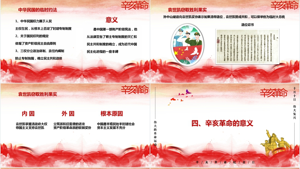 红色大气辛亥革命介绍PPT模板