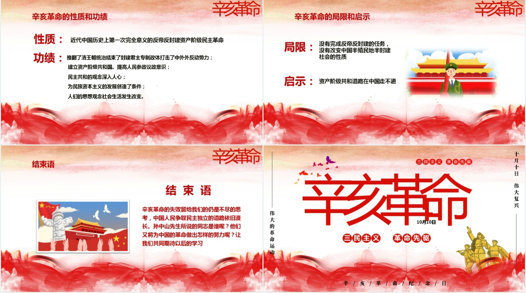 红色大气辛亥革命介绍PPT模板