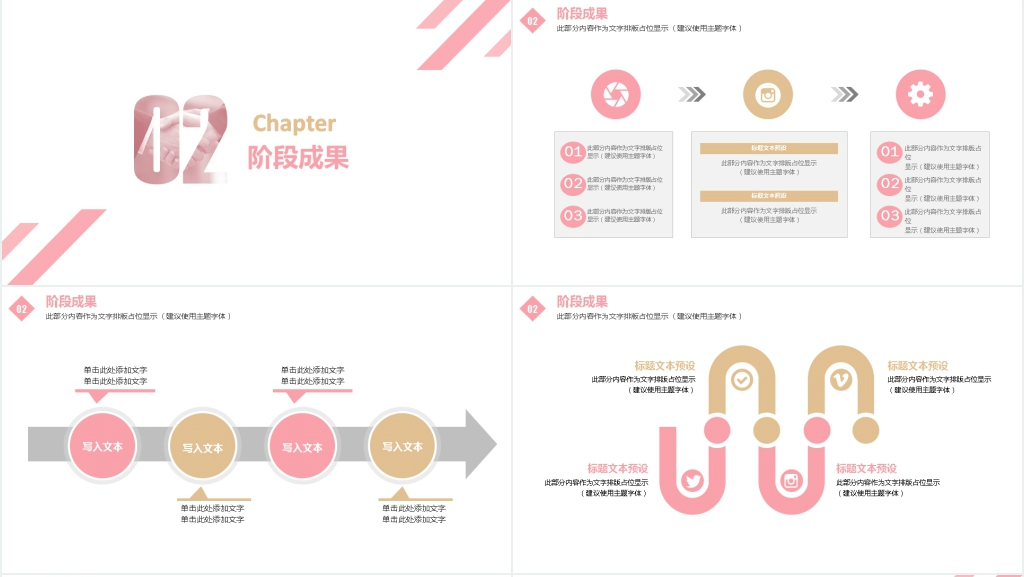 时尚行业粉色简约工作汇报PPT模板