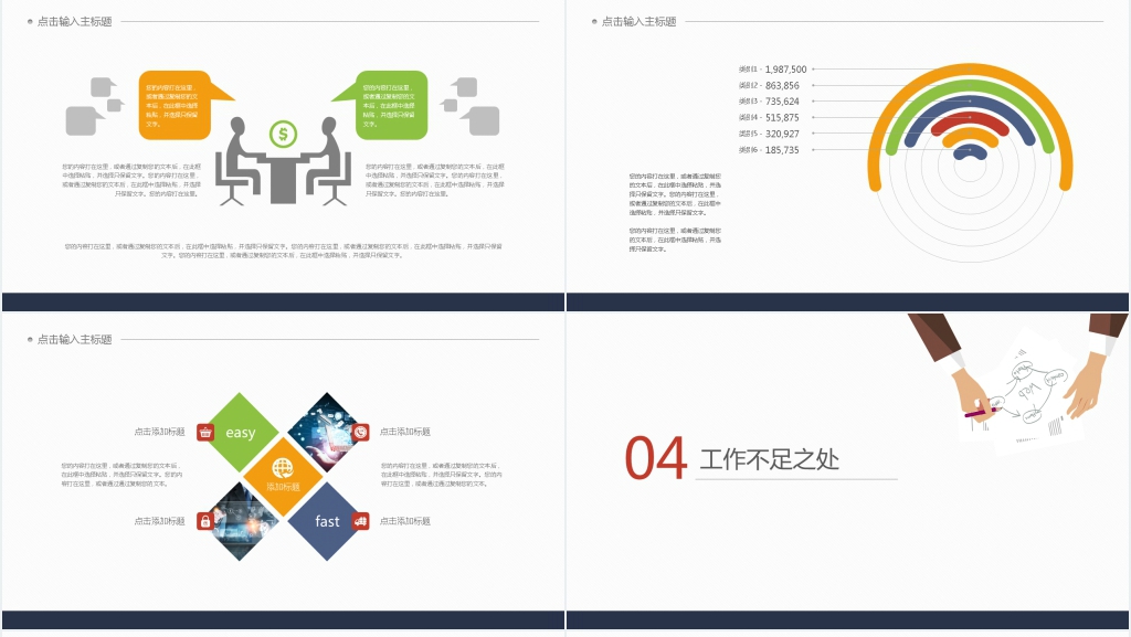 白色简约时尚公司工作总结述职报告PPT