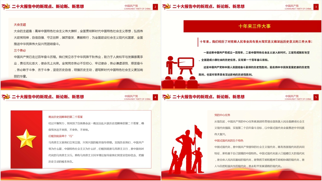 二十大报告中的新观点、新论断、新思想PPT党课