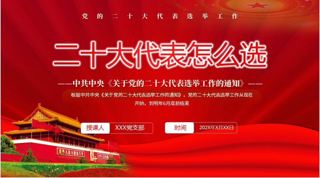 二十大代表怎么选PPT党课 二十大代表怎么选PPT党课