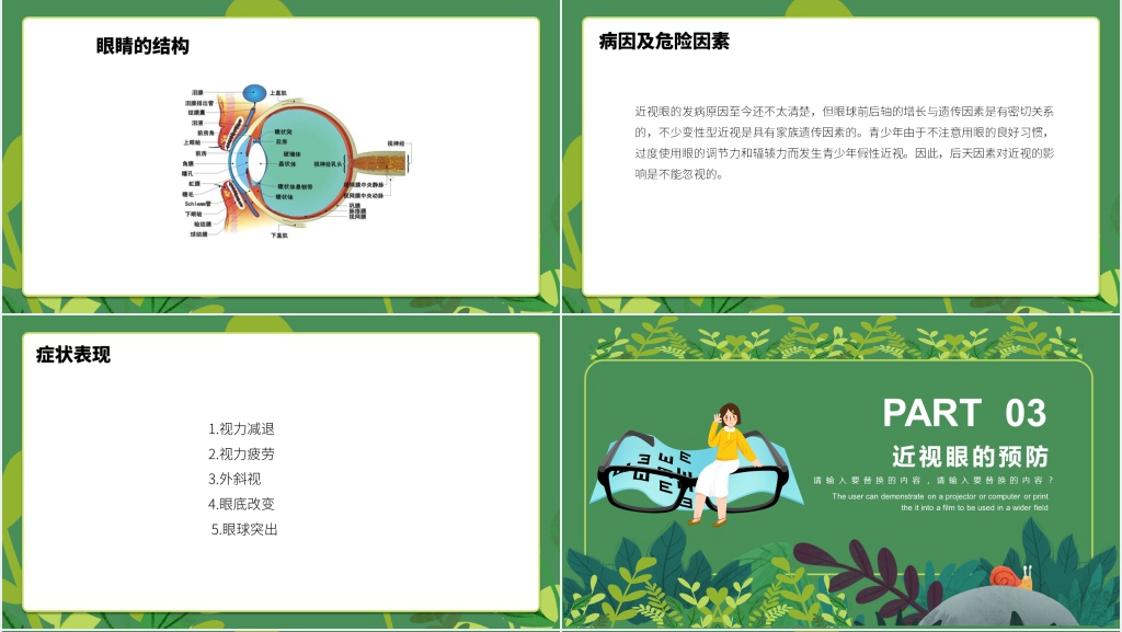 青少青少年如何预防近视科普知识PPT模板 青少青少年如何预防近视科普知识PPT模板