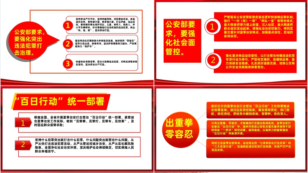 二十大公安部部署开展夏季治安打击整治百日行动PPT党课 二十大公安部部署开展夏季治安打击整治百日行动PPT党课