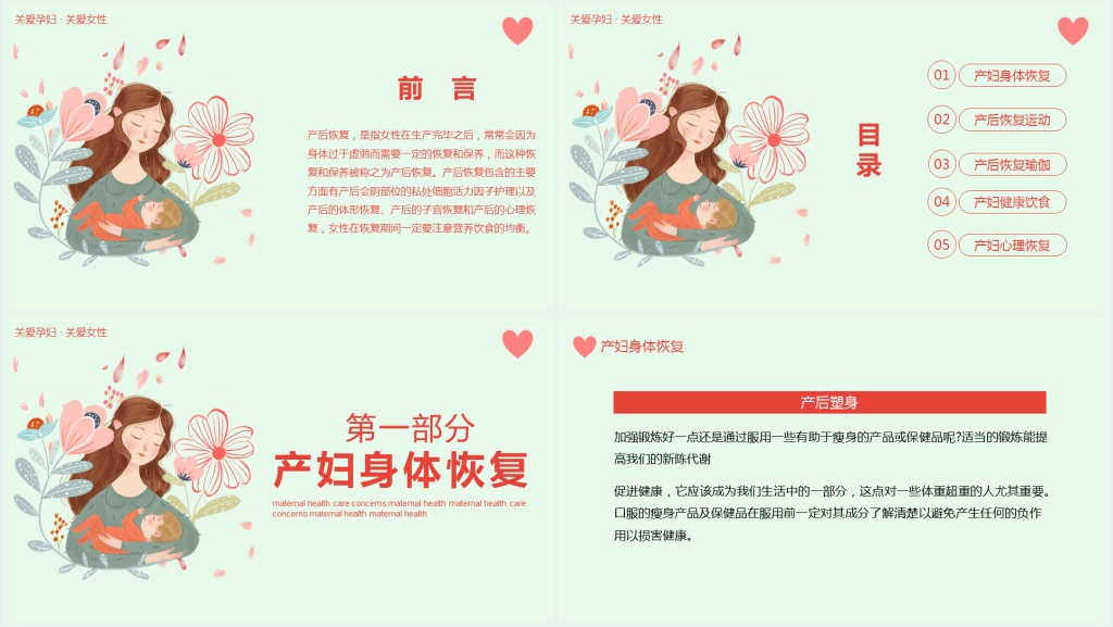 产妇产后恢复健康知识宣教PPT课件