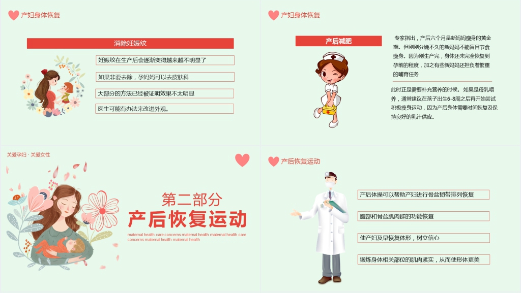 产妇产后恢复健康知识宣教PPT课件