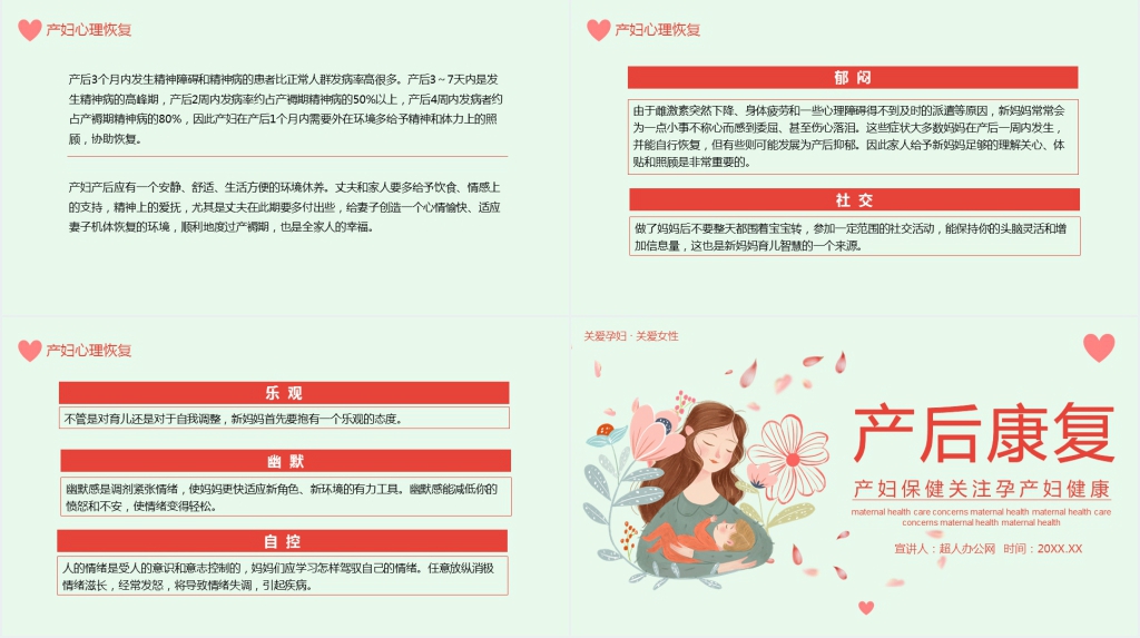 产妇产后恢复健康知识宣教PPT课件