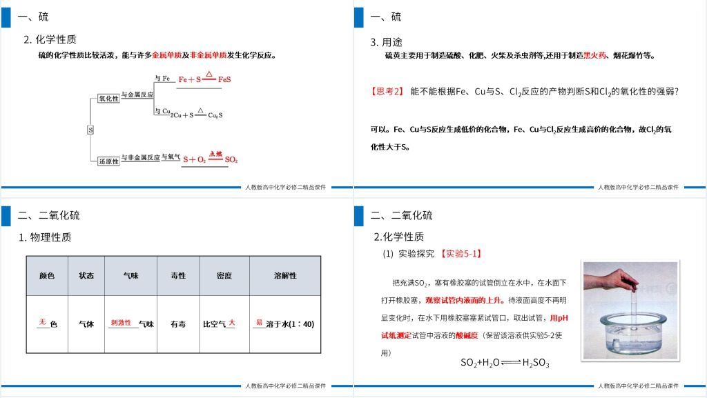 高一必修二《硫和二氧化硫 》教学PPT课件 高一必修二《硫和二氧化硫 》教学PPT课件