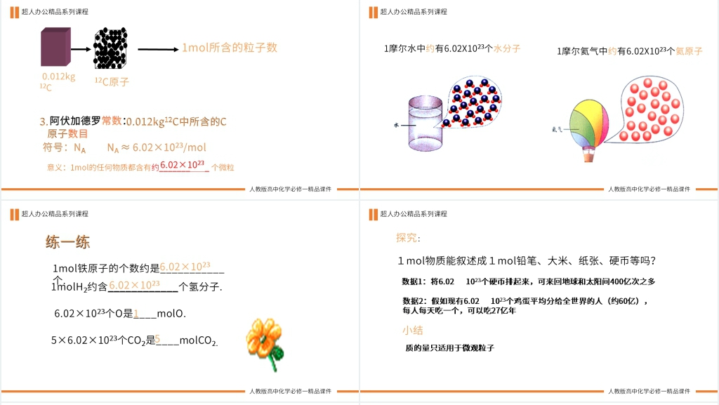 高一必修一《物质的量》PPT课件 高一必修一《物质的量》PPT课件