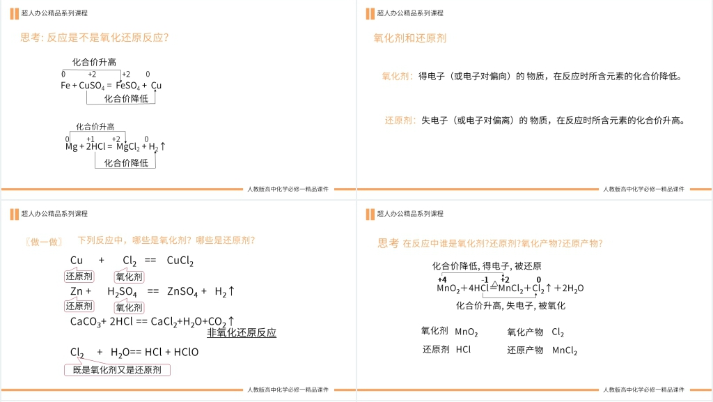 高一必修一《氧化剂和还原剂》教学PPT课件 高一必修一《氧化剂和还原剂》教学PPT课件