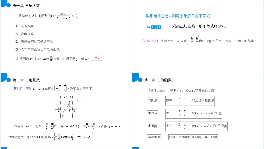 高一年级下册《正切函数的性质与图象》教学PPT课件 高一年级下册《正切函数的性质与图象》教学PPT课件