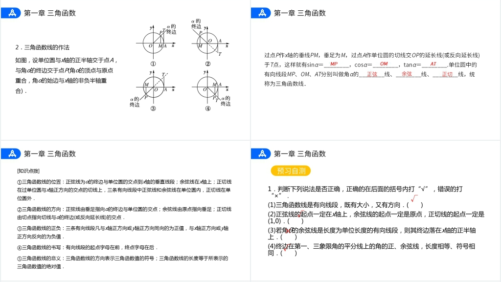 高一年级下册《三角函数线》教学PPT课件 高一年级下册《三角函数线》教学PPT课件