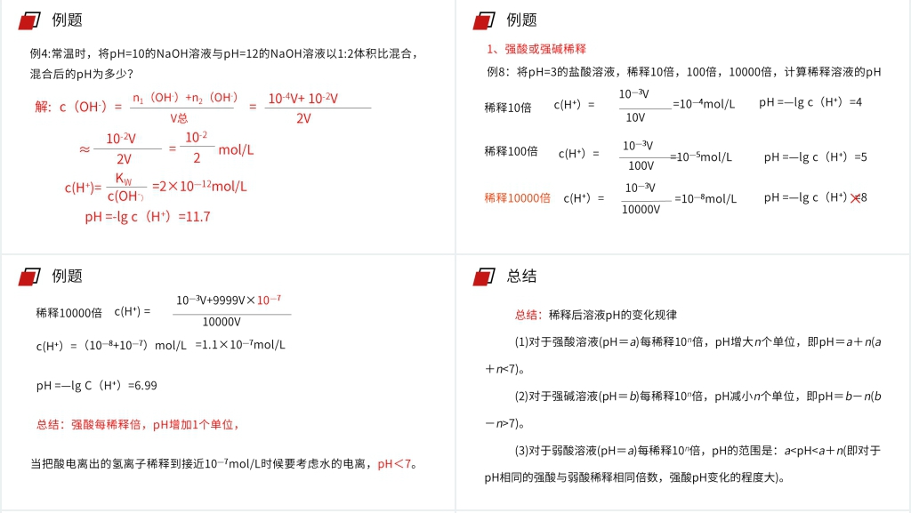 人教版高二化学选修4《pH的相关计算》PPT课件 人教版高二化学选修4《pH的相关计算》PPT课件