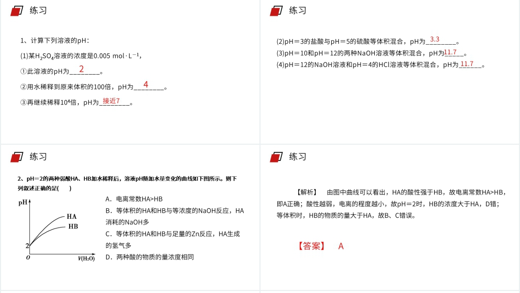 人教版高二化学选修4《pH的相关计算》PPT课件 人教版高二化学选修4《pH的相关计算》PPT课件