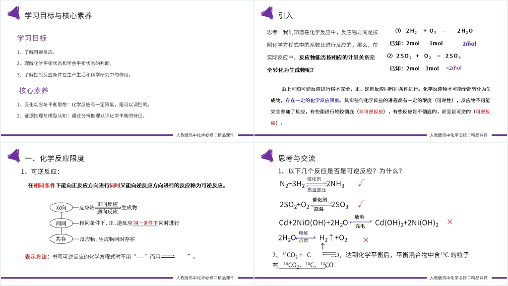 高一必修二《化学反应的限度和化学反应条件的控制 》PPT课件 高一必修二《化学反应的限度和化学反应条件的控制 》PPT课件
