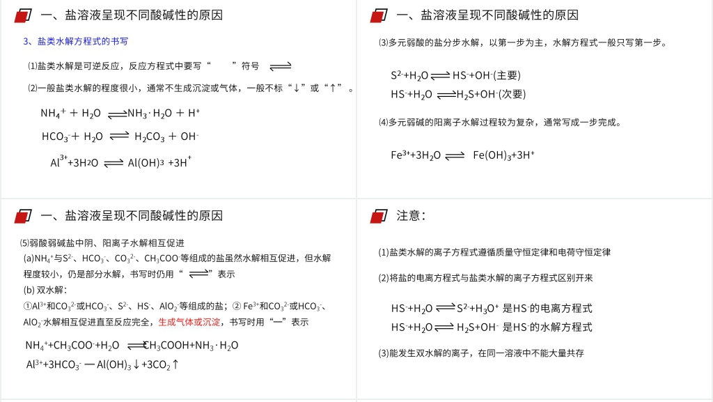 人教版高二化学选修4《盐类的水解》PPT课件 人教版高二化学选修4《盐类的水解》PPT课件