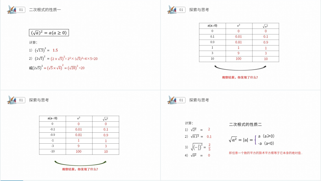 八年级初二数学下册《二次根式性质》教案PPT课件 八年级初二数学下册《二次根式性质》教案PPT课件