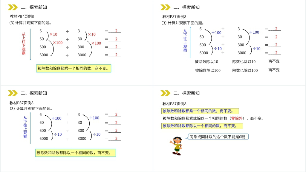 人教版小学数学四年级上册《商的变化规律》PPT课件 人教版小学数学四年级上册《商的变化规律》PPT课件