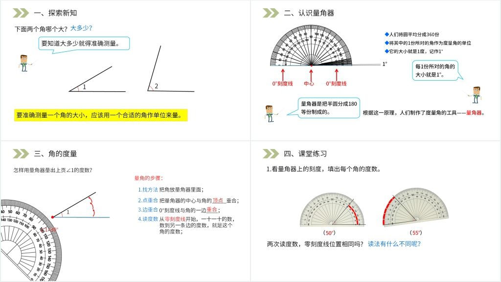 人教版小学数学四年级上册《角的度量》PPT课件 人教版小学数学四年级上册《角的度量》PPT课件