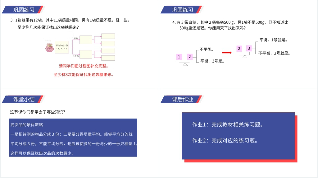 人教版小学五年级下册数学《稍复杂的找次品问题》PPT课件 人教版小学五年级下册数学《稍复杂的找次品问题》PPT课件