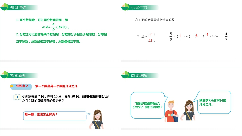 人教版小学数学五年级下册《分数与除法》PPT课件 人教版小学数学五年级下册《分数与除法》PPT课件