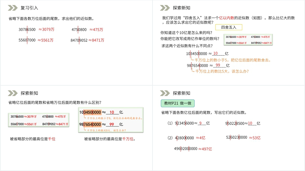 人教版小学数学四年级上册《求亿以上数的近似数》PPT课件 人教版小学数学四年级上册《求亿以上数的近似数》PPT课件