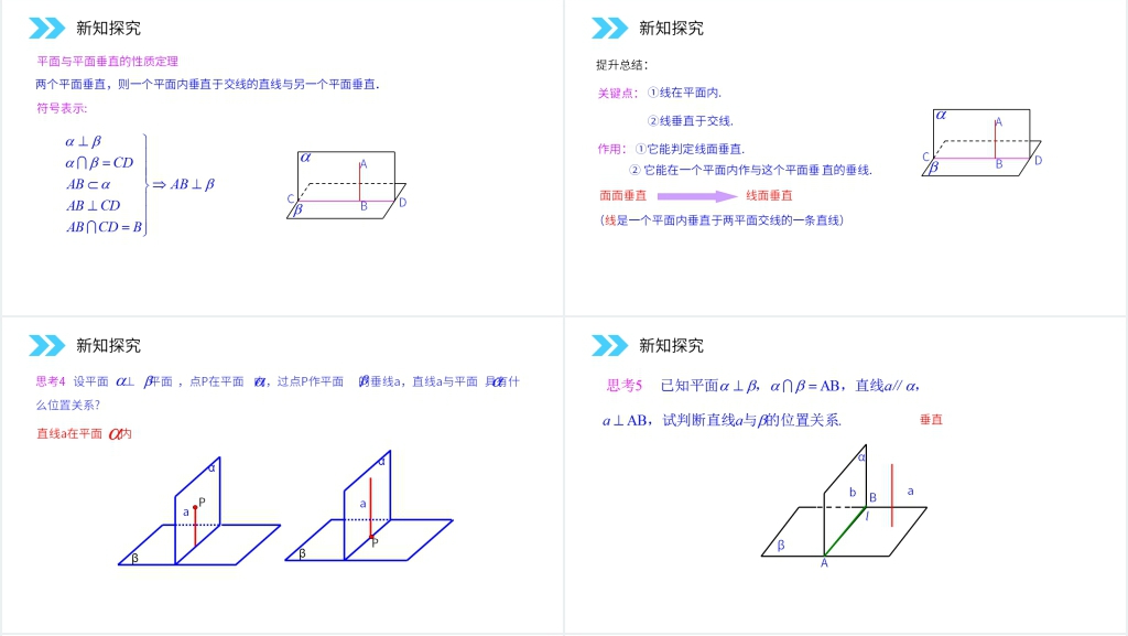 人教版高中数学必修二《平面与平面垂直的性质定理》PPT课件 人教版高中数学必修二《平面与平面垂直的性质定理》PPT课件