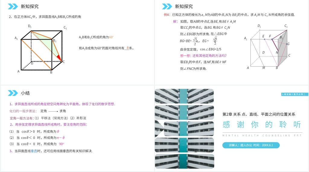 人教版高中数学必修二《空间直线与平面的位置关系》PPT课件