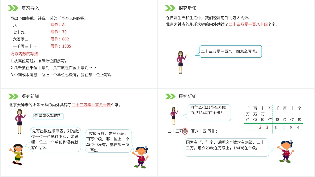 人教版小学数学四年级上册《亿以内数的写法》讲解PPT课件 人教版小学数学四年级上册《亿以内数的写法》讲解PPT课件